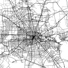 Obraz premium 1:1 square aspect ratio vector road map of the city of Houston Metro Texas in the United States of America with black roads on a white background.
