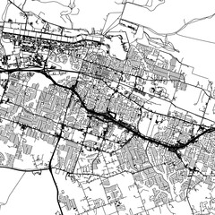 Naklejka premium 1:1 square aspect ratio vector road map of the city of Killeen Texas in the United States of America with black roads on a white background.