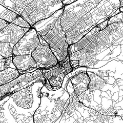 1:1 square aspect ratio vector road map of the city of  Knoxville Tennessee in the United States of America with black roads on a white background.