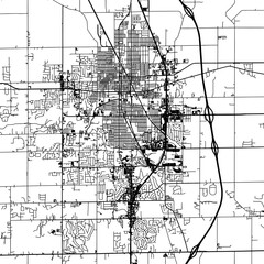 1:1 square aspect ratio vector road map of the city of  Kokomo Indiana in the United States of America with black roads on a white background.