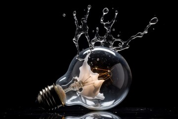 Fototapeta premium A light bulb filled with water and splashing out