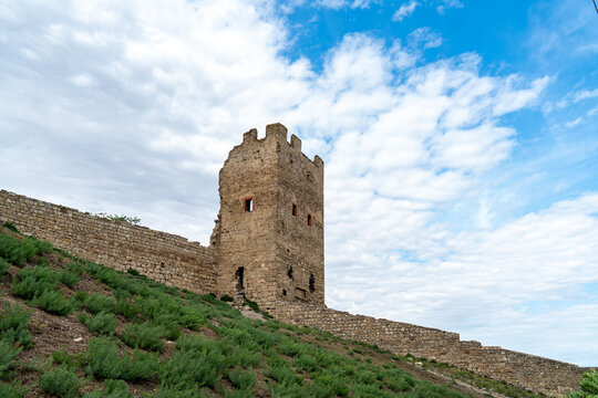 Feodosia, Crimea. Genoese fortress "Kafa". The fortress was built to defend the city of Kafa and overland trade routes