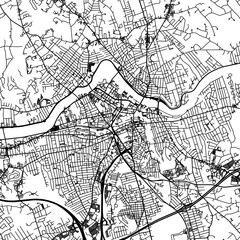 Fototapeta na wymiar 1:1 square aspect ratio vector road map of the city of Lowell Massachusetts in the United States of America with black roads on a white background.