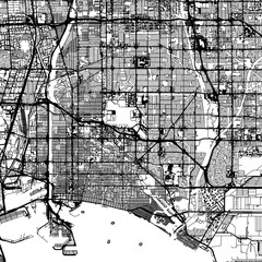 1:1 square aspect ratio vector road map of the city of  Long Beach California in the United States of America with black roads on a white background.