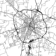 1:1 square aspect ratio vector road map of the city of  Lufkin Texas in the United States of America with black roads on a white background.