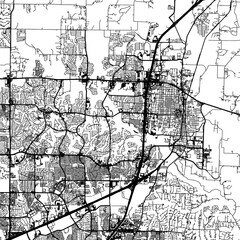 1:1 square aspect ratio vector road map of the city of  McKinney Texas in the United States of America with black roads on a white background.