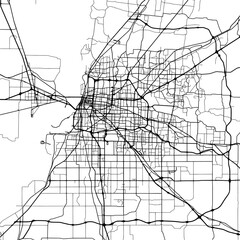 Fototapeta na wymiar 1:1 square aspect ratio vector road map of the city of Memphis Metro Tennessee in the United States of America with black roads on a white background.