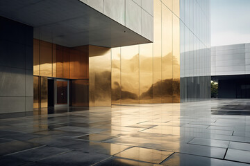 Fototapeta premium Black and gold modern minimalist style building exterior