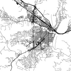 Naklejka premium 1:1 square aspect ratio vector road map of the city of Missoula Montana in the United States of America with black roads on a white background.