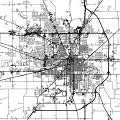 1:1 square aspect ratio vector road map of the city of  Muncie Indiana in the United States of America with black roads on a white background.