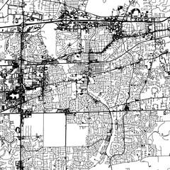 Obraz premium 1:1 square aspect ratio vector road map of the city of Naperville Illinois in the United States of America with black roads on a white background.