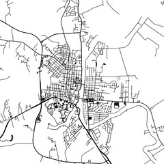 1:1 square aspect ratio vector road map of the city of  Natchitoches Louisiana in the United States of America with black roads on a white background.