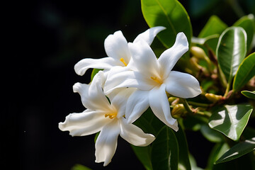 Fototapeta na wymiar A photo of jasmine flower in a transcendent botanical garden