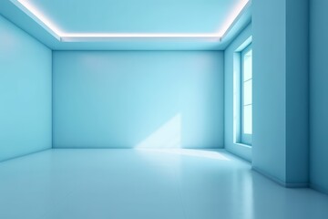 Fototapeta premium An empty room with a bright blue ceiling