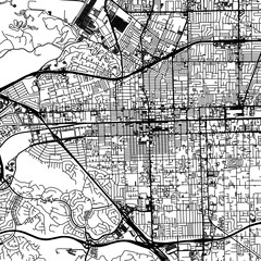 Fototapeta premium 1:1 square aspect ratio vector road map of the city of Pomona California in the United States of America with black roads on a white background.