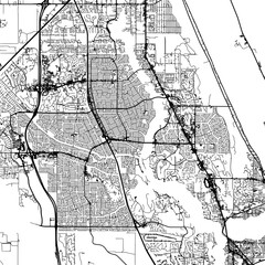 1:1 square aspect ratio vector road map of the city of  Port St. Lucie Florida in the United States of America with black roads on a white background.