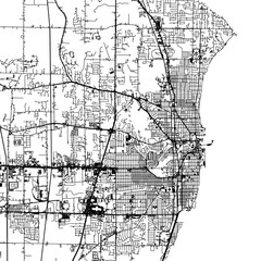 1:1 square aspect ratio vector road map of the city of  Racine Wisconsin in the United States of America with black roads on a white background.