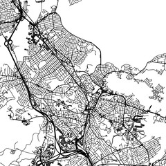 1:1 square aspect ratio vector road map of the city of  Quincy Massachusetts in the United States of America with black roads on a white background.
