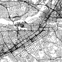 Fototapeta na wymiar 1:1 square aspect ratio vector road map of the city of Riverside California in the United States of America with black roads on a white background.