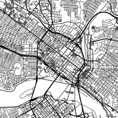 1:1 square aspect ratio vector road map of the city of  Richmond Center Virginia in the United States of America with black roads on a white background.
