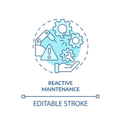 Fototapeta na wymiar 2D editable blue icon reactive maintenance concept, isolated vector, predictive maintenance thin line monochromatic illustration.
