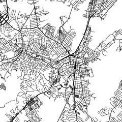 1:1 square aspect ratio vector road map of the city of  Salem Massachusetts in the United States of America with black roads on a white background.