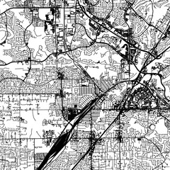 1:1 square aspect ratio vector road map of the city of  Roseville California in the United States of America with black roads on a white background.