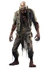 Scary Zombie isolated on transparent background
