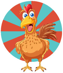 Cheerful Brown Chicken Cartoon