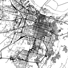 1:1 square aspect ratio vector road map of the city of  Savannah Georgia in the United States of America with black roads on a white background.