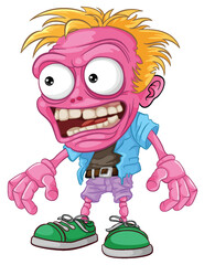 Creepy Scary Bald Zombie Monster Man Cartoon