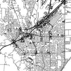1:1 square aspect ratio vector road map of the city of  Vacaville California in the United States of America with black roads on a white background.
