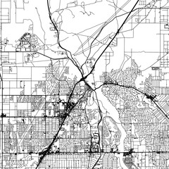 1:1 square aspect ratio vector road map of the city of  Victorville California in the United States of America with black roads on a white background.