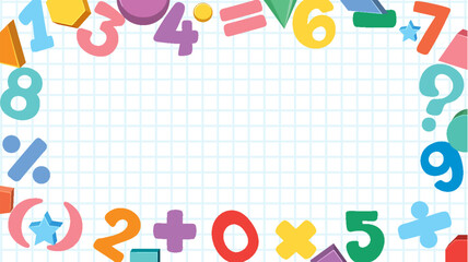 Math Border on Purple Background with Number and Math Objects