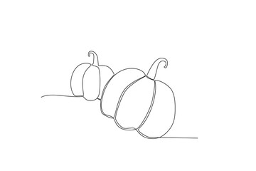 Two pumpkins for Thanksgiving Day. Thanksgiving one-line drawing