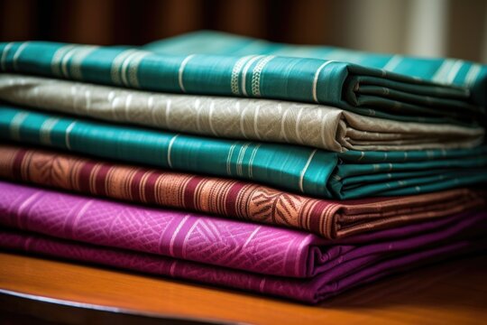 beautifully folded sarees in various colors and patterns