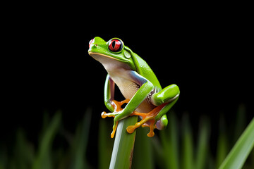 frog on a tree branch photography style Made with Generative AI