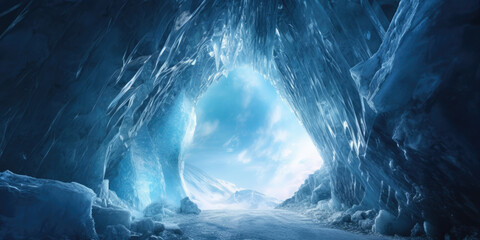 A Person Stands Within The Icy Confines Of An Enchanting Ice Cave . Сoncept 1. Ice Cave Exploration 2. Winter Wonderland Adventures 3. Navigating Icy Landscapes 4. Exploring Frozen Natural Wonders
