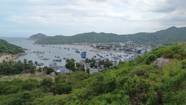 Beautiful view of Vinh Hy Bay, Ninh Thuan province, Vietnam in the afternoon.
