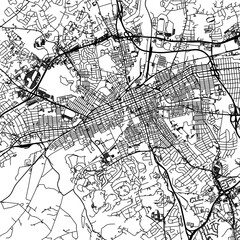 Fototapeta na wymiar 1:1 square aspect ratio vector road map of the city of York Pennsylvania in the United States of America with black roads on a white background.