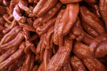 Red peppers in a market