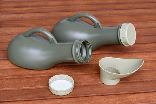 Two urinal bottles for man and woman. Suitable for outdoor activities as traveling, camping, safari, climbing or for medical use