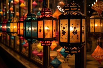 Fototapeta na wymiar traditional lanterns lit during diwali