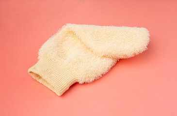 Bath Glove, Natural Beige Wash Mitt for Spa, Massage, Healthy Skin, Shower Glove