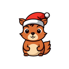 Weihnachts Eichhörnchen mit roter Mütze vektor