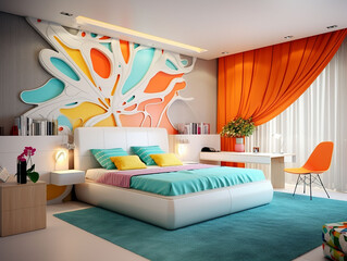 colorful bedroom pop art eclectic style.