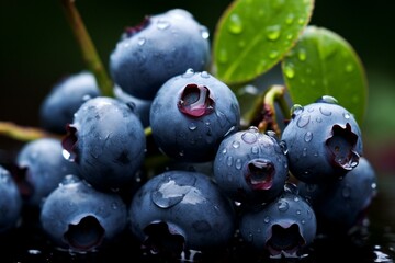 blueberries soaked in rain. Generative AI
