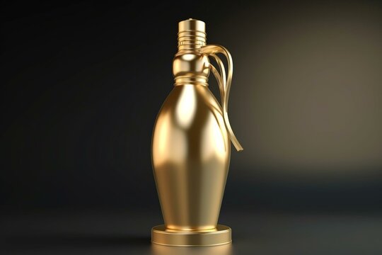 Golden award concept of a soda siphon or seltzer bottle rendered in 3D. Generative AI