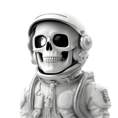 A cute smiley skeleton astronaut. AI-Generated.