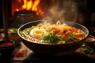 A tantalizing picture of a steaming bowl of ramen